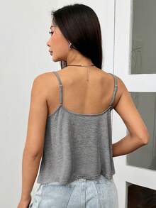SHEIN EZwear Summer V-Neck Simple Basic Loose Camisole - Dark Grey - View 2