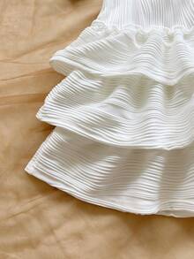 Soleia Women's Vacation Casual Backless Halter Top & Ruffle Tiered Skirt 2 Pieces Set - White - View 4