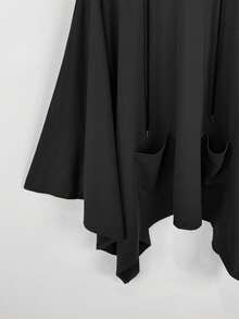 Sweetra Halloween Plus Size Loose Cape Style Pocket Sweatshirt, Autumn/Winter Fall - Dark Grey - View 4
