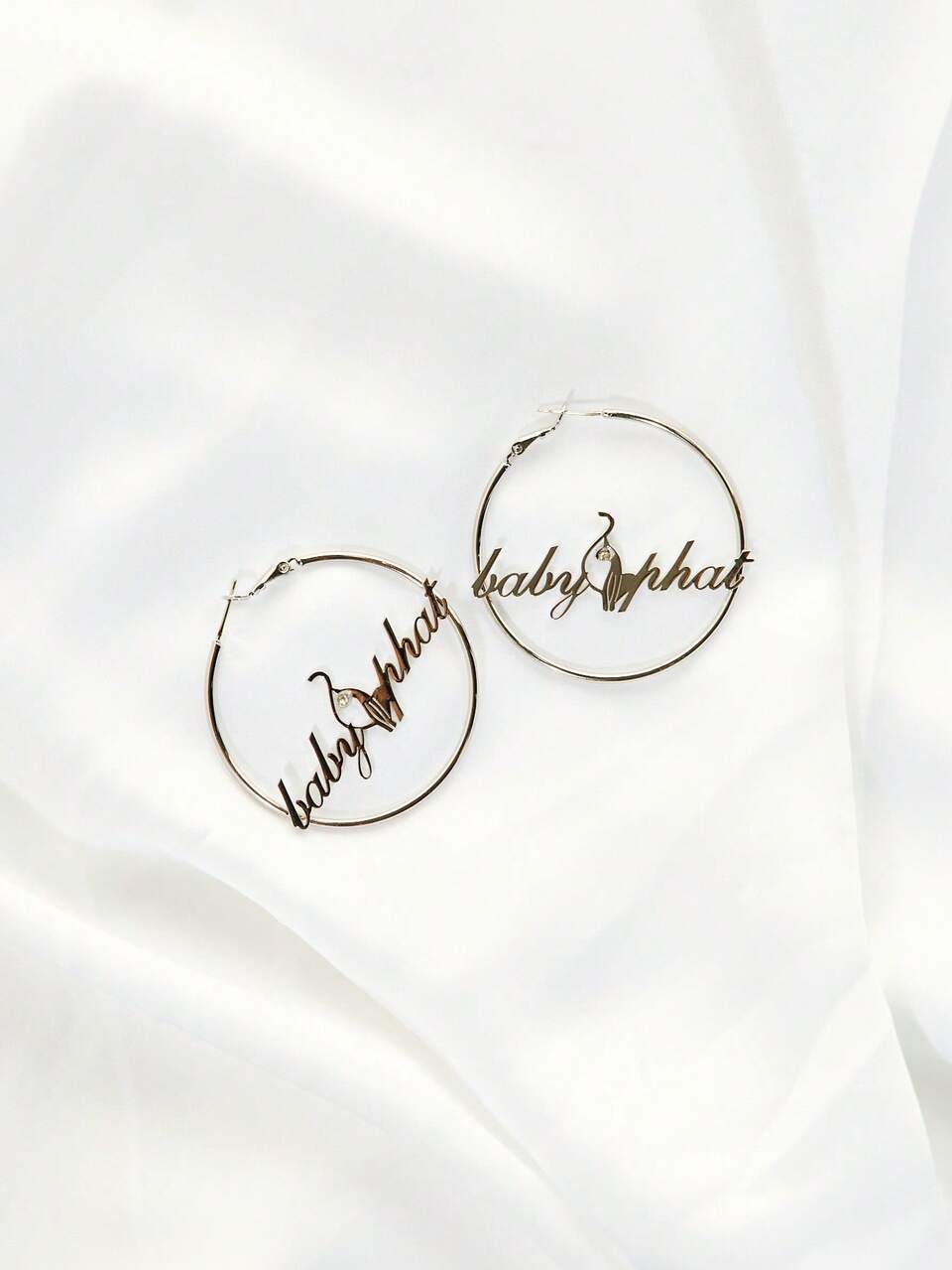 BABYPHAT 로고 대형 후프 귀걸이 스테이트먼트 스크립트 브랜드 참 서클 드롭 패션 주얼리