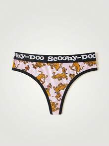 SCOOBY-DOO X SHEIN Women's Letter Waistband Cartoon Print Thong - Pink - View 1
