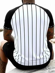 NEOREFINED Men's Letter & Stripe Print Raglan Short Sleeve Casual T-Shirt - Multicolor - View 2