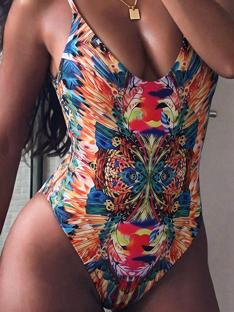 Vaytide Bañador una pieza con estampado de espalda abierta