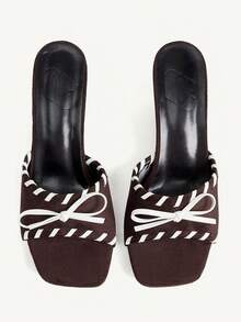 CUCCOO CHICEST Zapatos de mujer con contraste de color, borde fino, punta cuadrada, tacón inclinado, versátiles para ir al trabajo, de ante marrón, sandalias de plataforma con tacón inclinado para citas, actividades al aire libre y vacaciones - Marrón - Ver 2