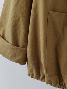 Linhara Women's Plus Size Hooded Hem Cinch Design Jacket, Casual Outdoor Wear, Autumn/Winter - Brown - View 4