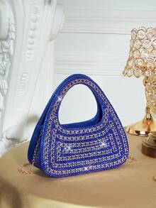 SHECARRY Ladies' Fashionable Elegant Luxury Royal Blue Diamond  Handbag Evening Bag, For Party, Prom, Club, Date, Birthday, Evening, Banquet - Royal Blue - View 1