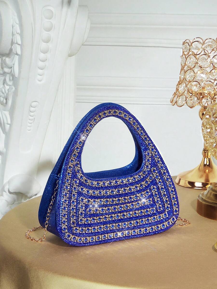 SHECARRY Ladies' Fashionable Elegant Luxury Royal Blue Diamond Handbag Evening Bag, For Party, Prom, Club, Date, Birthday, Evening, Banquet - Royal Blue - View 1