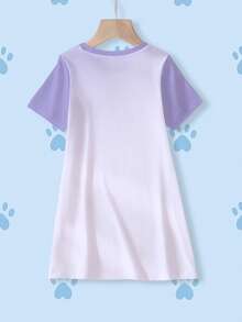 SHEIN | PAW Patrol 女童夏季休闲狗狗印花圆领短袖连衣裙 - 白色 - 查看 2