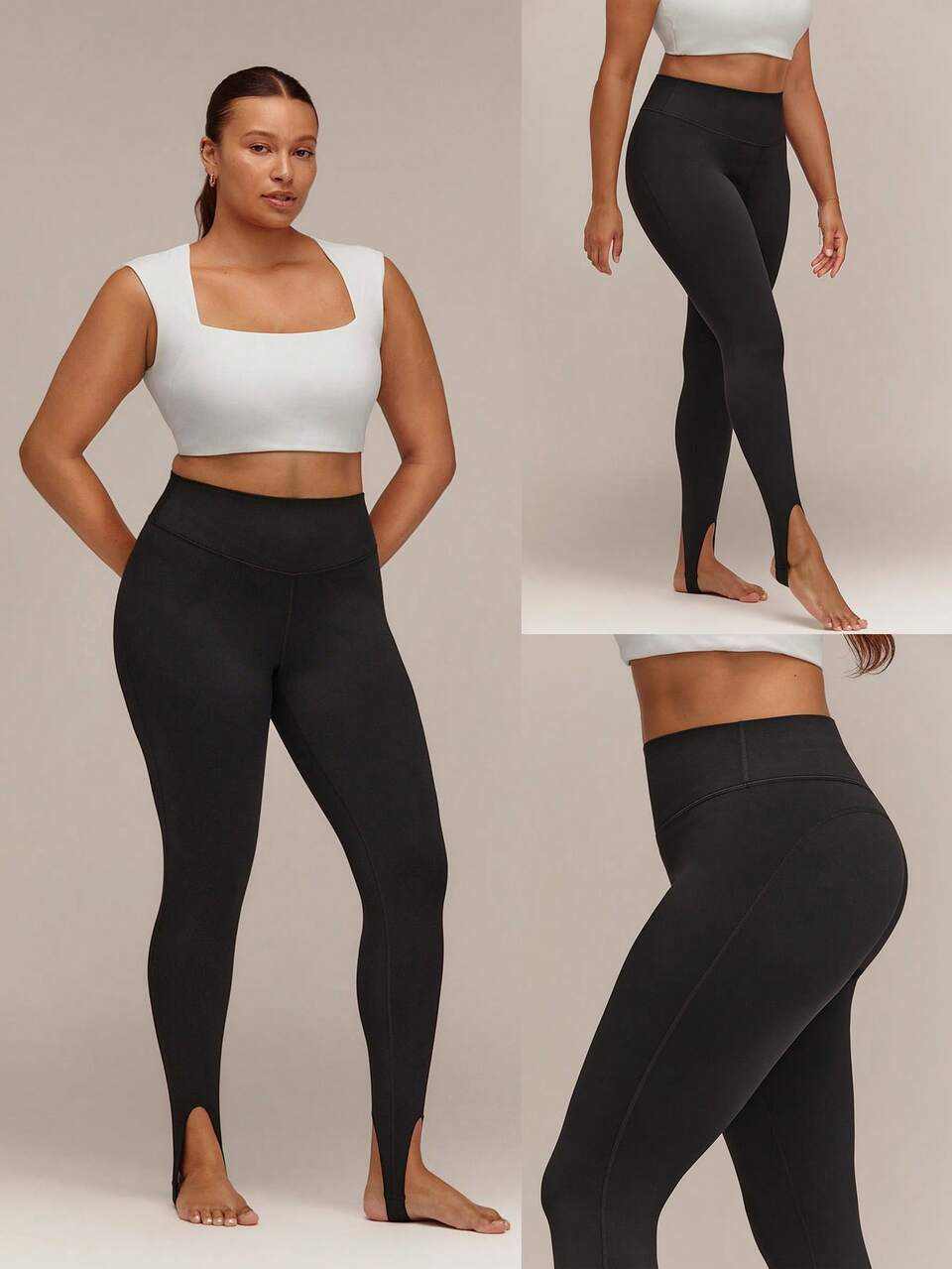 Plus Size FeatherFit™-Warm Retro Moves Stirrup Leggings With 4-Way Stretch Low Impact Yoga Pilates Barre Studio Daily Casual Wear