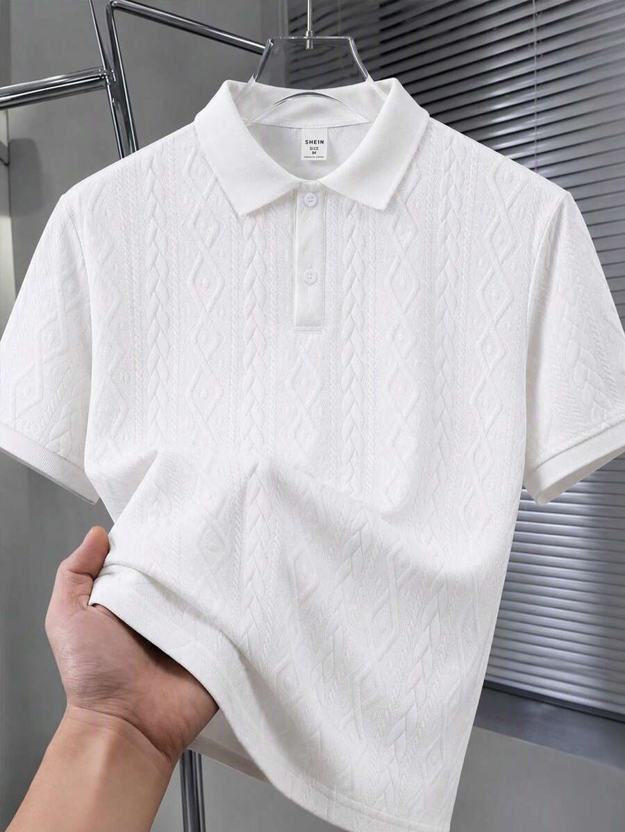 SHEIN Tween Boys Casual Basic Textured Design Solid Color Short Sleeve Polo Shirt, Suitable For Spring/Summer, Daily Wear, Sports, Outings, School, Parties, Holidays, Photoshoots And More