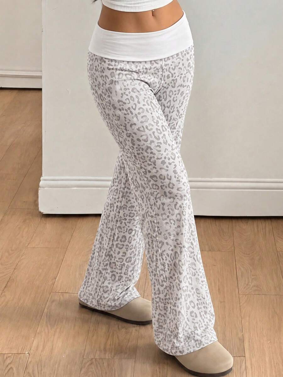 Tween Girl Street Style Versatile Y2K Leopard Print Long Pants - Multicolor - View 1