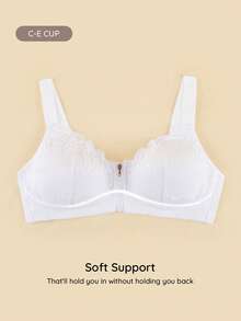 Bralution Plus Size Women's Lace Casual Everyday Bra - White - View 8