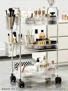 1pc Multi-Layer (2/3/4 Layers) Transparent Multipurpose Rolling Cart, Storage Rack, Strong Load-Bearing Capacity, Rotatable Wheels, Lockable, Convenient And Flexible, Acrylic Material, Floor Standing Mobile Snack Storage Cart, Suitable For Kitchen - Multicolor - View 7