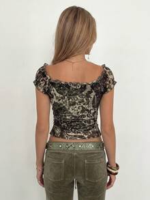 Sundraya Women's Floral Print Slim Fit Versatile Daily Wear Top - Multicolor - View 5