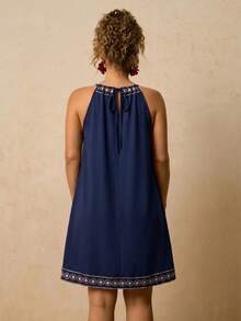 Travachic Plus Size Women's Colorblock Casual Daily Summer Halter Neck Dress - Multicolor - View 2