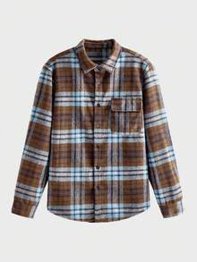 Lornavo Men's Casual Plaid Shacket - Dusty Blue - View 3