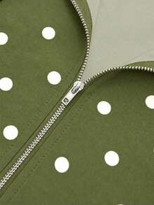 Airaco Women's Polka Dot Casual Versatile Everyday Long Sleeve Sweatshirt - Green - View 4
