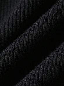 DAZY Sweater Pullover Wanita Lengan Panjang Kerah Persegi Warna Polos untuk Bisnis Kasual - Hitam - View 6