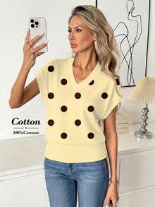 SHEIN LUNE Women's V-Neck Printed T-Shirt, Versatile Summer Top - Multicolor - View 3