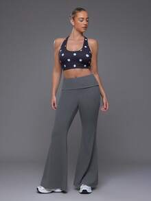 Voyena Women's Plus Size Solid Color Flare Leg Sports Pants - Dark Grey - View 6
