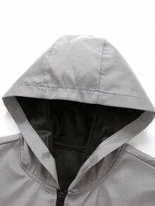 Manfinity Homme Men's Hooded Zip-Up Casual Versatile Daily Commute Long Sleeve Jacket - Grey - View 4