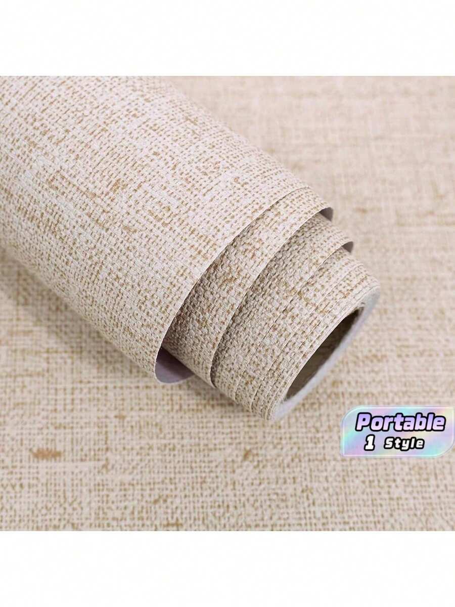 1捲加厚亞麻紋理自黏紙,適用於廚房櫥櫃與檯面,可移除PVC壁紙,防水米色居家裝飾貼紙,家具翻新貼紙,搬家季翻新貼紙 - 多色 - 查看 1