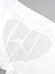 SHEIN DrisQ 男士網格拼接性感四角內褲 - 白色 - 查看 7