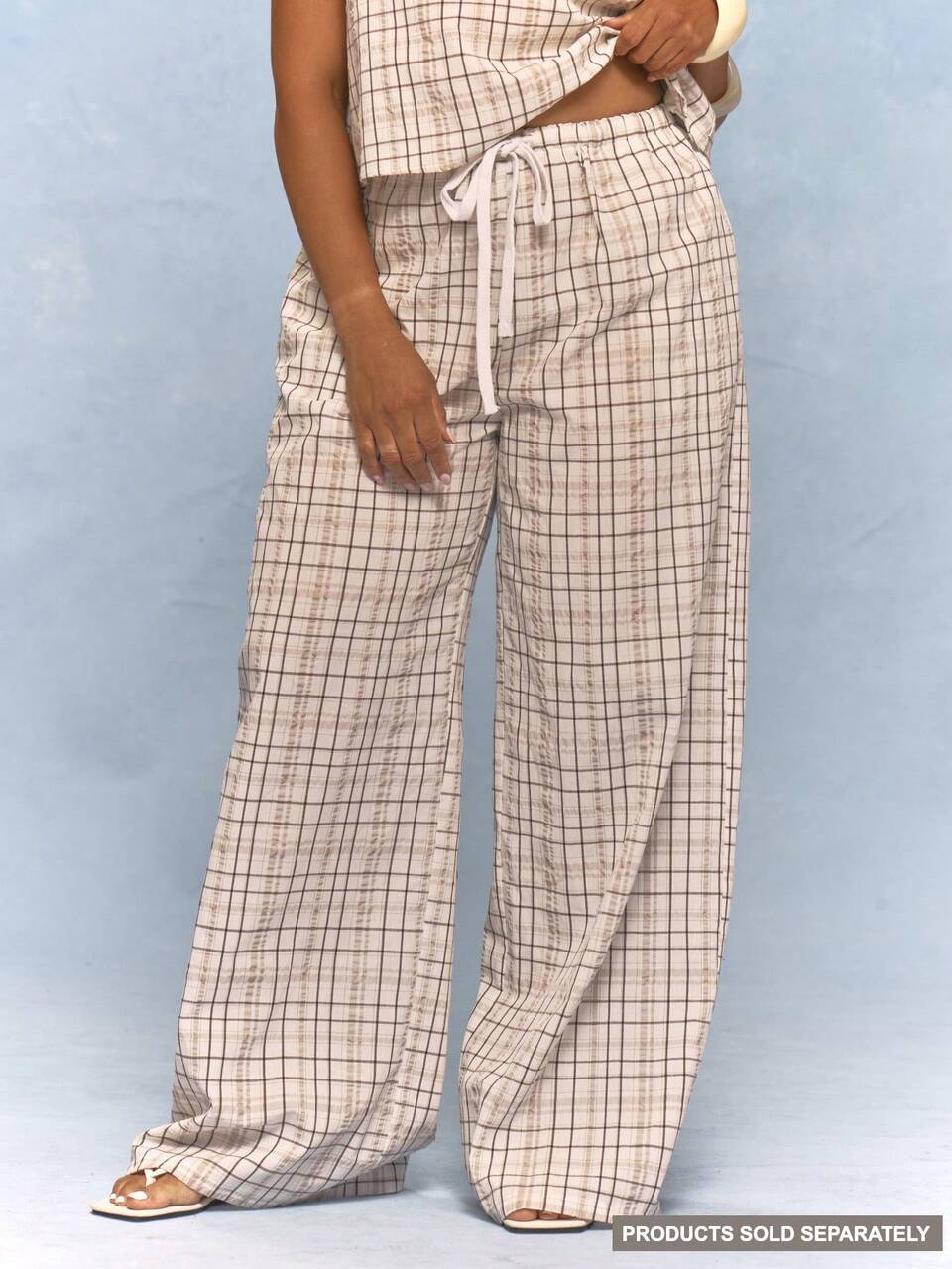 Plus Size Plaid Print Pants, Autumn Vacation Holiday, Elegant Soft Form Sweet, Casual Cute, Social Style Date Night Formal Brunch Beige