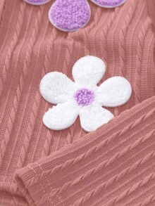 SHEIN Elladie kids 女童柔軟紋理麻花針織開襟衫，可愛優雅甜美公主風，百搭時尚外套，適合春、夏、秋季日常穿著、聚會、派對、外出、上學 - 粉色 - 查看 6