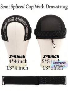 Nunify Wig Caps untuk Membuat Wig Lace dengan Tali Serut, Topi Jala yang Dapat Diatur dengan Pita Elastis Silikon Anti Selip untuk Wig, Topi Tenun dengan Tali Serut untuk Membuat Wig Lace Front 4x4, 5x5, 13x4, 13x6 - warna-warni - View 2