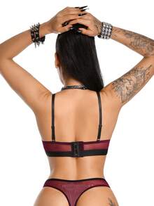 AltBold Women's Lace Patchwork Wireless Comfortable Lingerie Set 2pcs - Multicolor - View 2