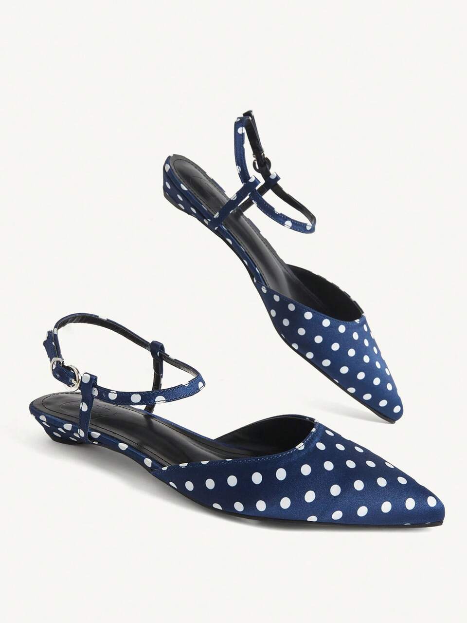CUCCOO CHICEST Women's Fashion Elegant Pointed Toe Polka Dot Slingback Saddle Strap Shoes, Suitable For Vacation, Back To School, Elegant Versatile, Business Casual, Fashion, Party, Valentine's Day Gift
