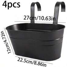 4PCS Black Metal Plant Hanging Pots, Suitable For Balcony, Garden, Wall Decor, Used For Succulent, Small Flowers Like Petunia, Zinnia - Hanging basin - View 12