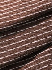 Dazy Plus Striped Slim Fit Camisole Top & Pajama Pants Set, Plus Size Women's Spring/Summer Loungewear - Brown - View 8