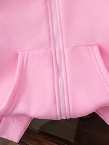 Elladie kids 女童休閒粉色連帽衛衣，附可愛耳朵，甜美可愛風，返校季，秋冬休閒，女童休閒，秋冬，校園風，純色長袖上衣，衛衣外套 - 粉色 - 查看 4