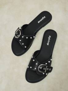 Styleloop Señoras, Uñas de Sauce, Hebillas, Zapatos Planos. - Negro - Ver 3