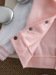 SHEIN Elladie kids 女童獨角獸紮染印花連帽夾克 - 粉色 - 查看 6