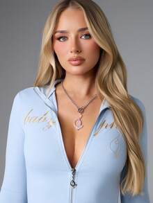 BABYPHAT Rhinestone Butterfly Pendant Necklace Toggle Clasp Rolo Chain Sparkling Crystal Charm Statement Jewelry - Pink - View 3