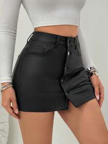 Jeanoix Women's Casual Elegant Stretch Versatile Black Shorts - Black - View 4