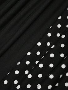 Sweetra Plus Size Women's Soft Matte Solid Color Polka Dot Skirt, High Waist Ruched Design Mermaid Tail Skirt, Body-Hugging Slim Fit Hip-Flattering Concealing Flattering Height-Enhancing Elegant Drape Versatile Skirt, High Waist Ruched Mermaid Tail Skirt, Solid Color Polka Dot Slim Fit Hip-Flattering Skirt - Black and White - View 7