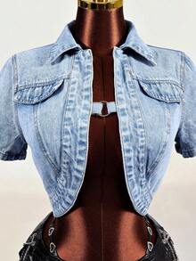 Mistrie Casual Denim Top For Women - Blue - View 7