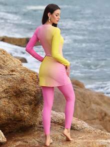 Swim Shayni 漸層拉鍊多件式優雅保守女款泳衣套裝 - 彩色 - 查看 2
