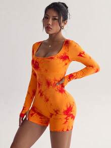 SHEIN Core Rhythm 女款時尚運動風交叉設計露背緊身連身褲 機場穿搭 - 彩色 - 查看 7