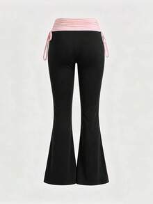 ROMWE Grunge Punk Versatile Black Drawstring Women's Flare Pants - Multicolor - View 2