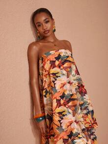 JIAN LASALA 雪紡平口領無袖重疊層次長洋裝 度假派對優雅風 - 彩色 - 查看 6