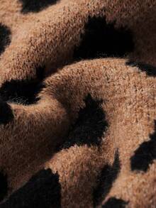 LUMIGAL Fashion Loose Blue Leopard Print Turtleneck Women's Knit Sweater Everyday Day Time Autumn Retro Vintage 70s Casual Brunch - Multicolor - View 6