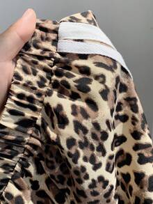 SHEIN 女童豹紋直筒長褲（套裝），日常兒童穿著，開學長褲，休閒寬鬆豹紋 - 彩色 - 查看 3