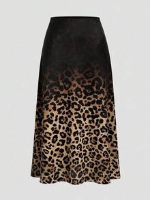 Firerie Plus Size Gradient Leopard Print Skirt - Multicolor - View 3