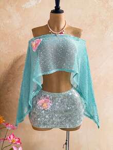 Ure Wave Women's Summer Casual Vacation Versatile Everyday Outing Western Music Festival 3D Three-Dimensional - Mint Green - View 6