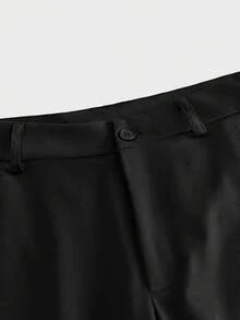 AXEPEAK Men's Fashion Versatile Solid Color Wide Leg Pants - Black - View 3